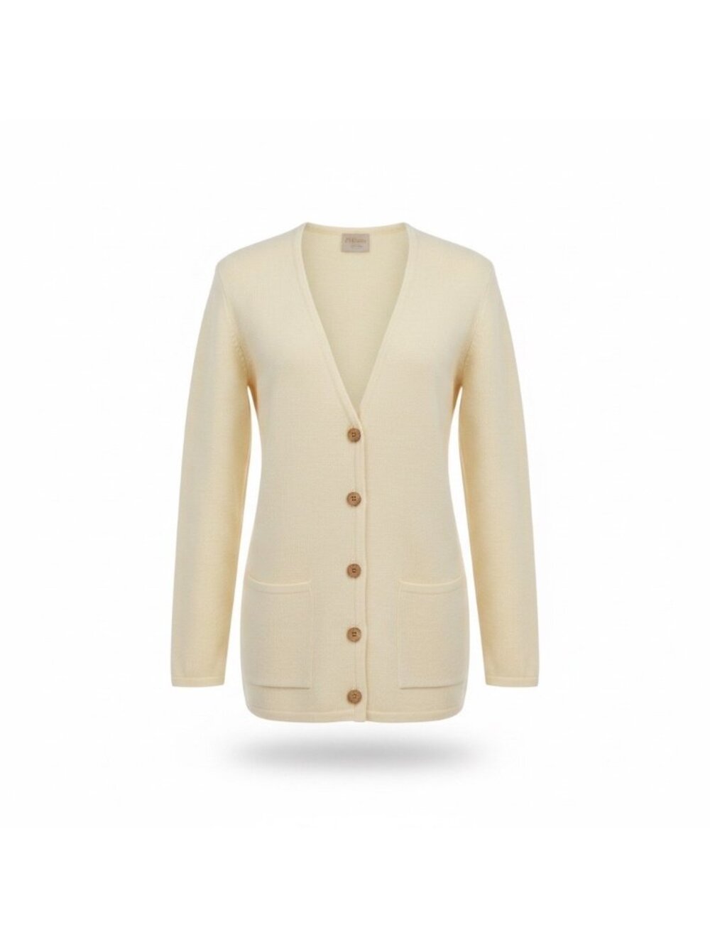 Collection Women’s Beige Wool Cardigan Long Sleeve 100% Merino Button Front Sz L